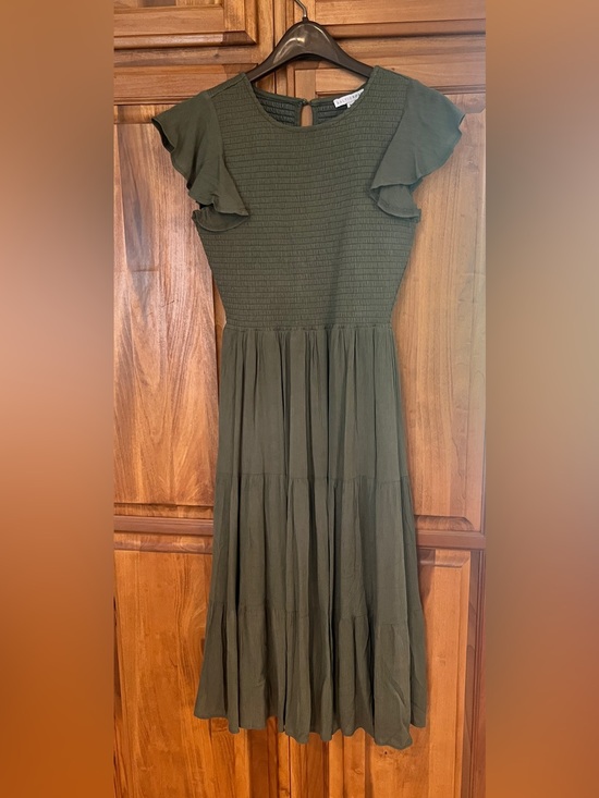 Baltic Born Dresses & Skirts - Baltic Born Olive Ruffle Sleeve Maxi Dress